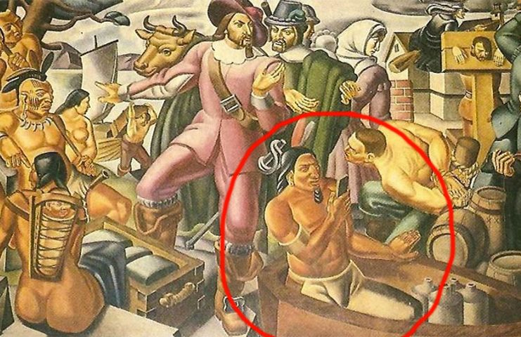 pintura-antiga-mostra-um-indio-nativo-americano-segurando-um-smartphone-80