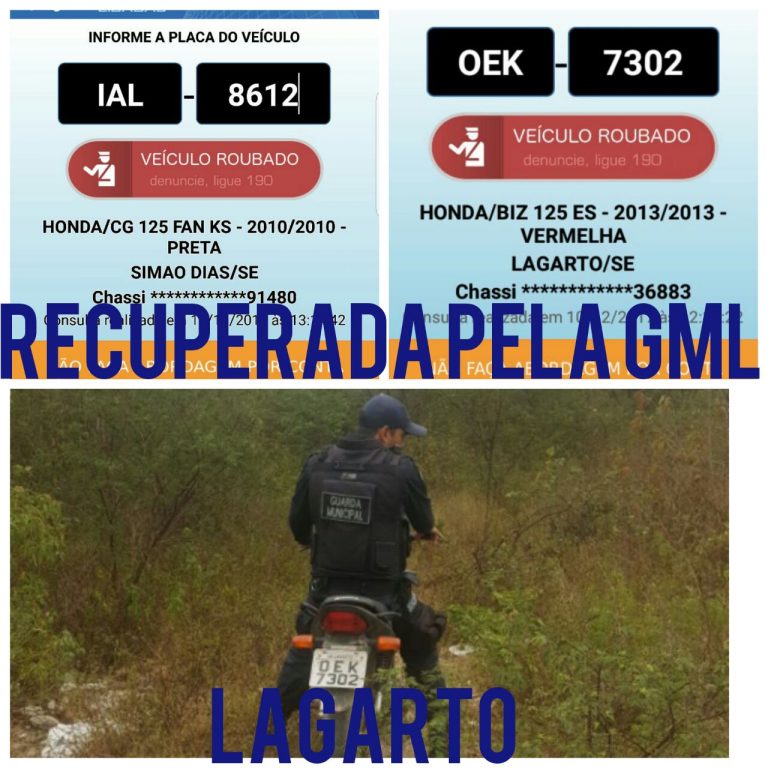 GML recupera motocicleta que foi tomada por assalto em Simão Dias