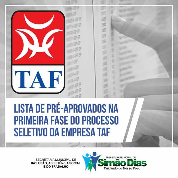 Simão Dias: NAT divulga lista de Pré-aprovados para a empresa TAF