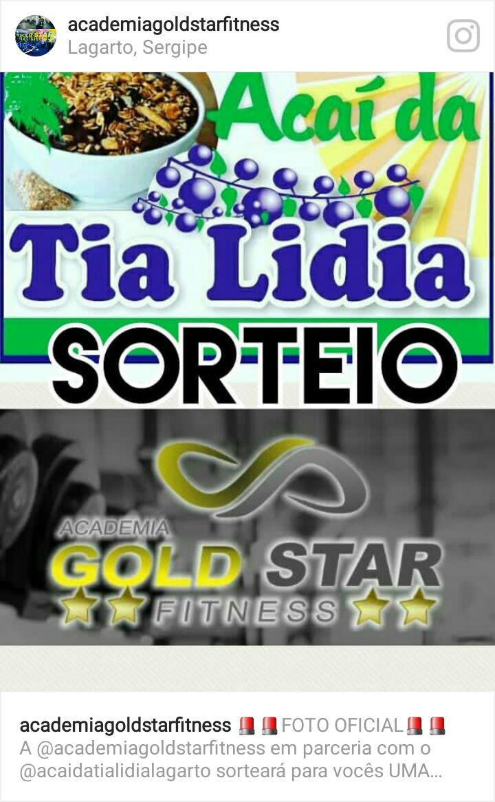 Em Parceria com Açaí da Tia Lidia, Academia Gold Star Fitness promove sorteio