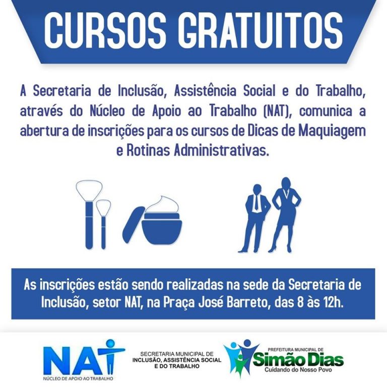 NAT informa a abertura de dois cursos em Simão Dias
