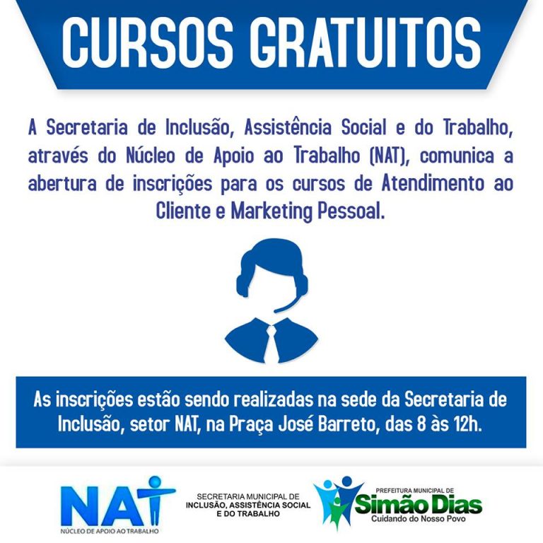 NAT disponibiliza cursos de Atendimento ao Cliente e Marketing Pessoal em Simão Dias
