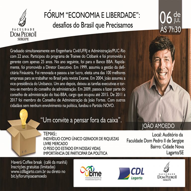 Últimas vagas para inscrições no Fórum Economia e Liberdade com João Amoêdo