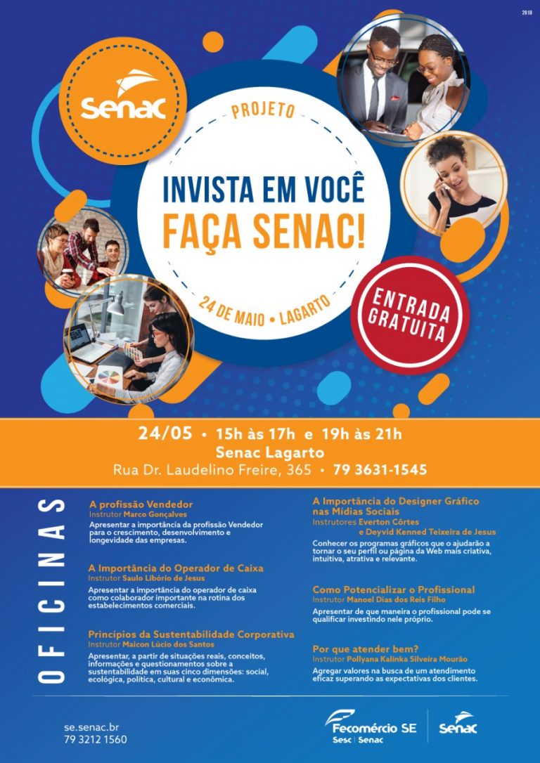 O Senac Lagarto desenvolve projeto “Invista em Você” com oferta de oficinas gratuitas