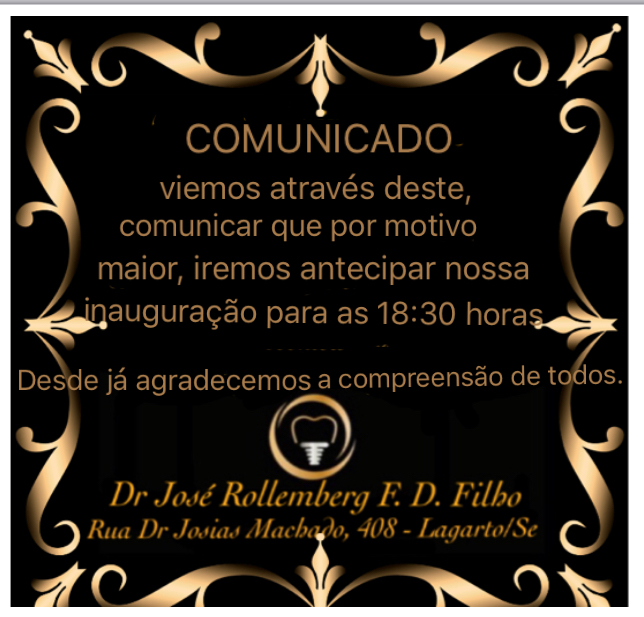Inauguração da Clínica José Rollemberg Filho  acontece nesta sexta-feira