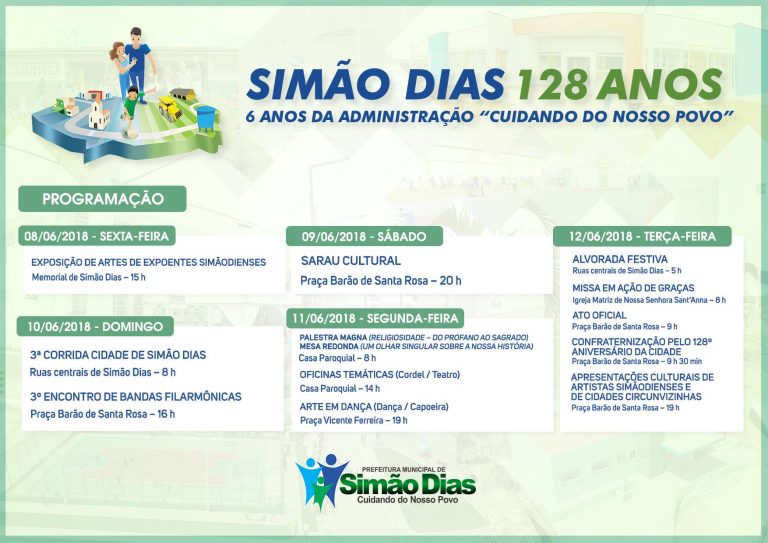 Programação dos 128 anos de emancipação política de Simão Dias destaca cultura lagartense