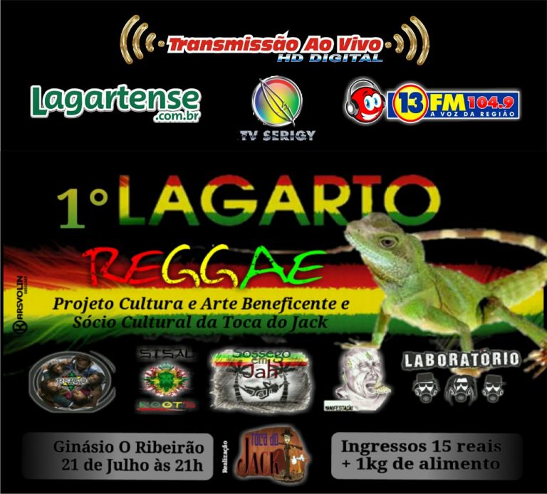É hoje! 1º Lagarto Reggae, acompanhe aqui ao vivo a partir das 21h.