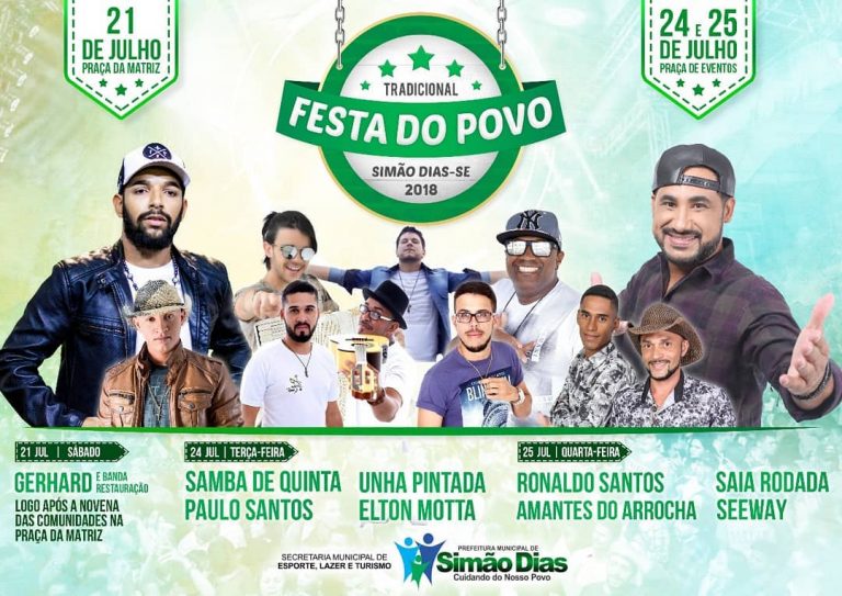 Prefeitura de Simão Dias divulga as atrações da Festa do Povo 2018