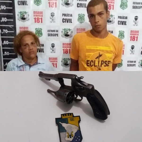 Casal suspeito de vários assaltos na cidade de Lagarto é preso por porte ilegal de arma de fogo.
