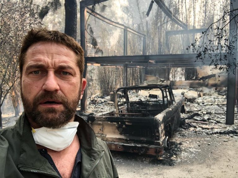 Gerard Butler e Miley Cyrus têm casas destruídas em incêndio na Califórnia.