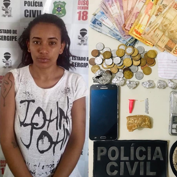 PC efetua prisão de jovem acusada por de tráfico de drogas em Lagarto