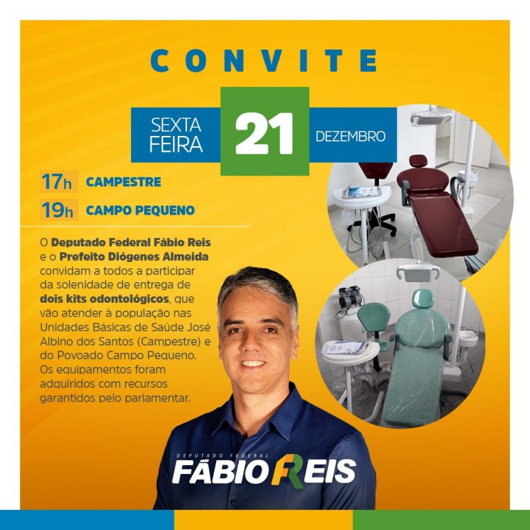 Fábio Reis e Diógenes Almeida convidam a população para entrega de kits odontológicos
