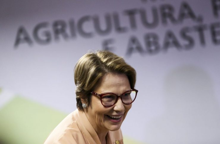 A nova ministra da Agricultura, Tereza Cristina, assume o cargo, faz pronunciamento e dá posse aos novos secretários da pasta.