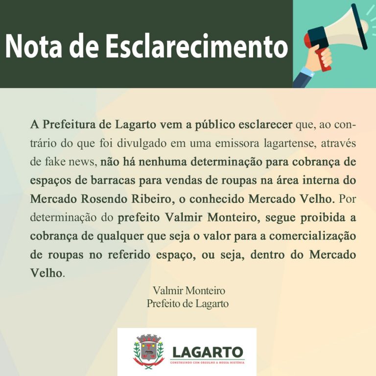 Nota de Esclarecimento – Prefeitura de Lagarto