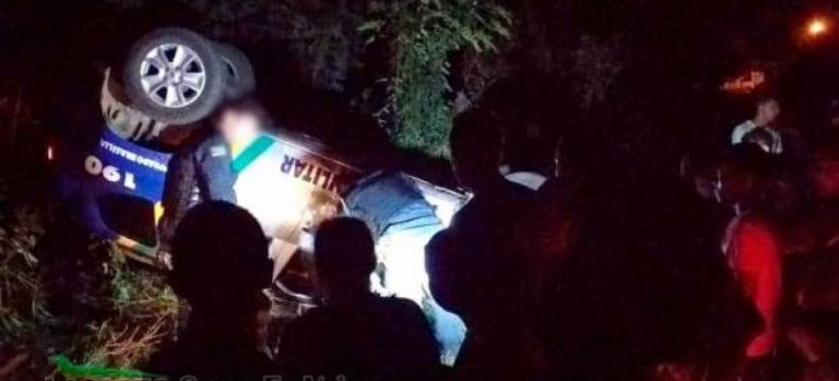 Viatura da PM capota no Povoado Genipapo