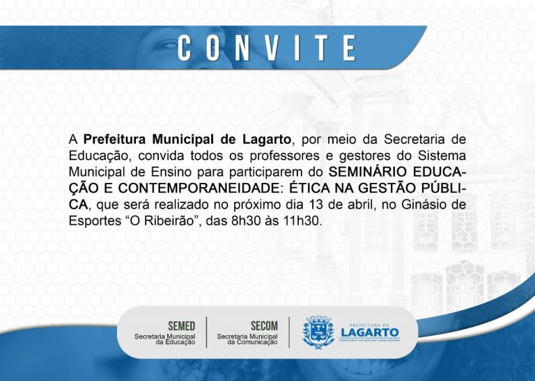 Prefeitura convida Professores e Gestores de Educação para Seminário de Educação e Contemporaneidade