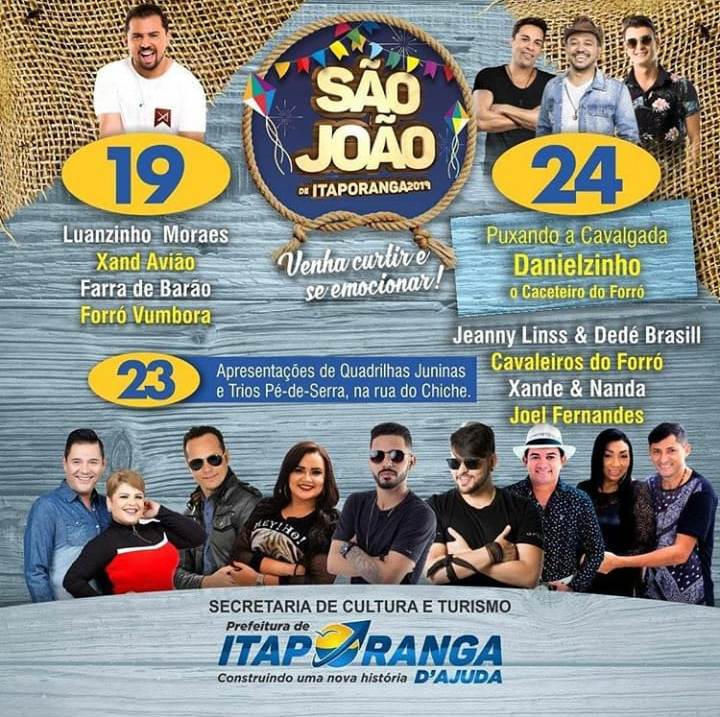 Agenda: São João de Itaporanga/SE – 2019