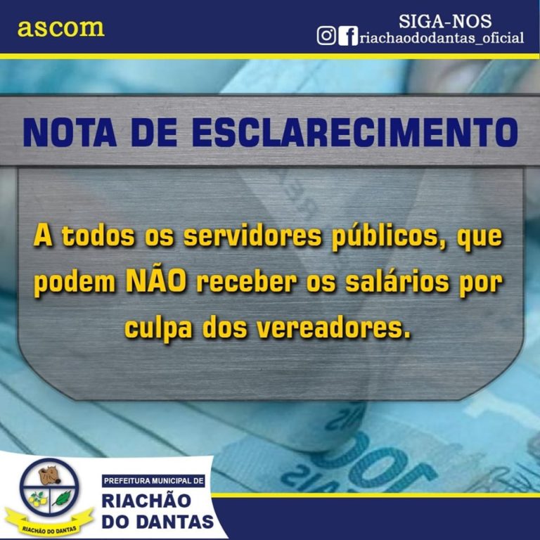 Prefeitura de Riachão culpa os vereadores pelo não pagamento dos servidores
