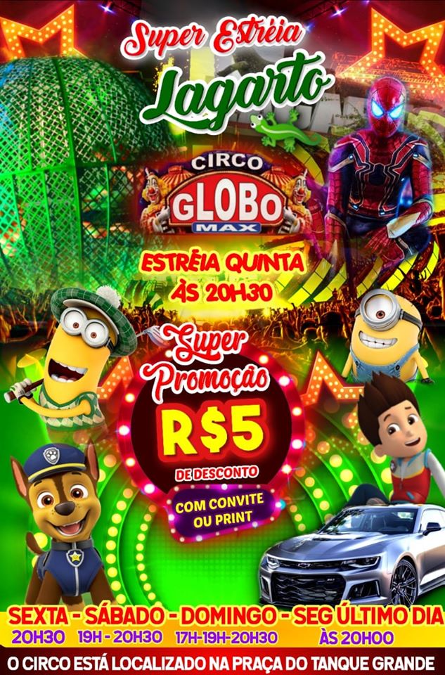 Circo Globo Max estreia nesta quinta-feira (18) em Lagarto