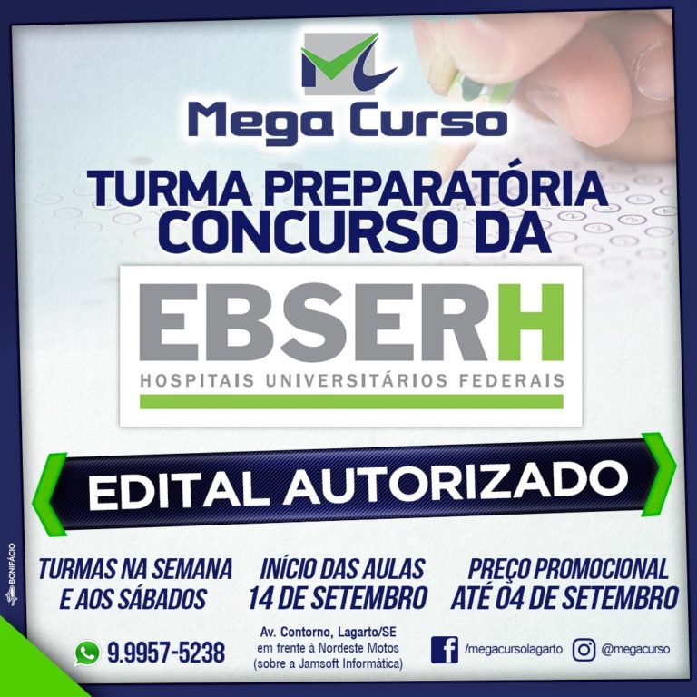 Mega Curso abre turmas preparatórias para o concurso da EBSERH