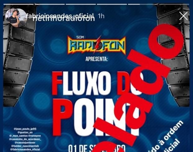 Cantor Fabrício Sandes anunciou o cancelamento em suas redes sociais