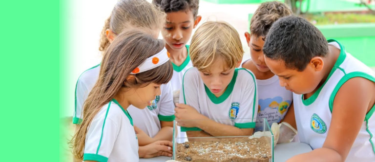 Crianças aprendem a preparar a terra e plantar alimentos em Poço Verde