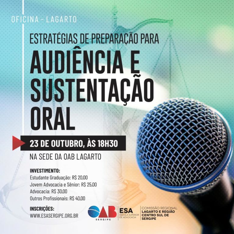 OAB Lagarto promove curso preparatório para sustentação oral