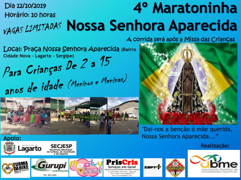 Sábado acontece a 4ª Maratoninha Nossa Senhora Aparecida, em Lagarto