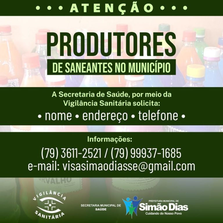 ViSa solicita informações de produtores de saneantes em Simão Dias