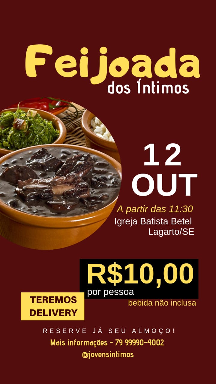 Agenda: Feijoada dos Íntimos – Igreja Batista Betel – Lagarto/SE