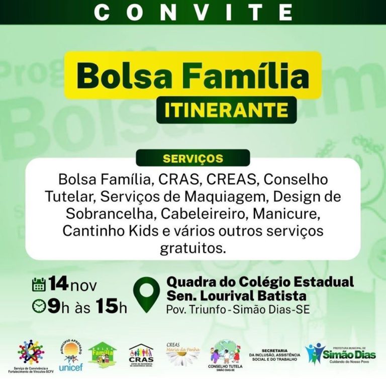 Simão Dias: Bolsa Família Itinerante será realizado nesta quinta no Povoado Triunfo