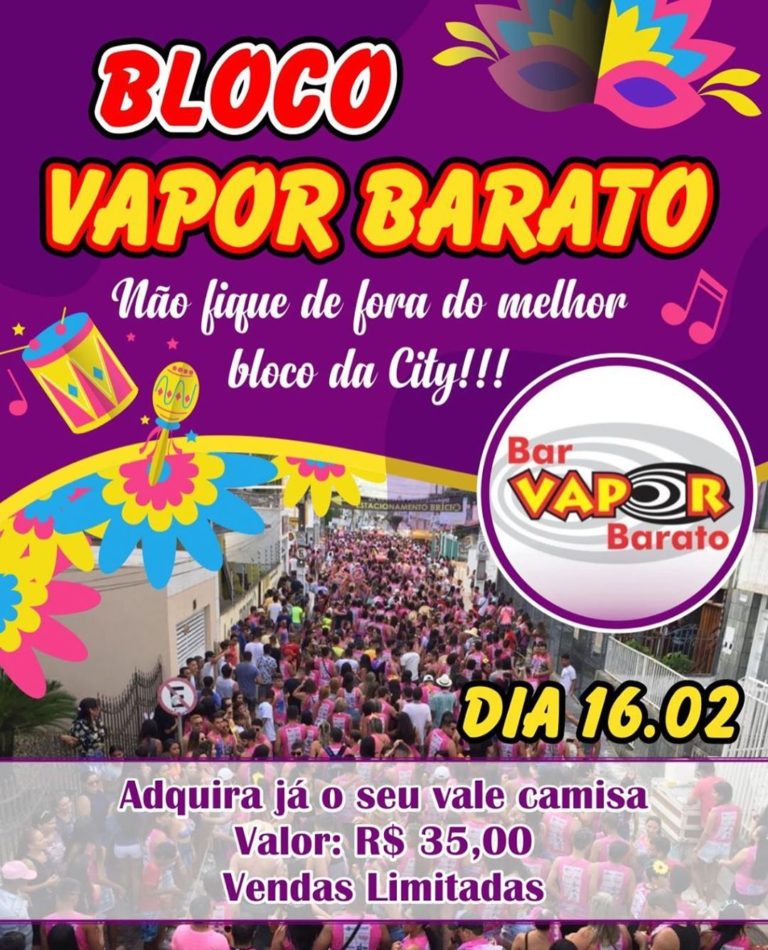 Bloco Vapor Barato – Carnaval 2020 – Últimas unidades de camisas, não fique de fora!