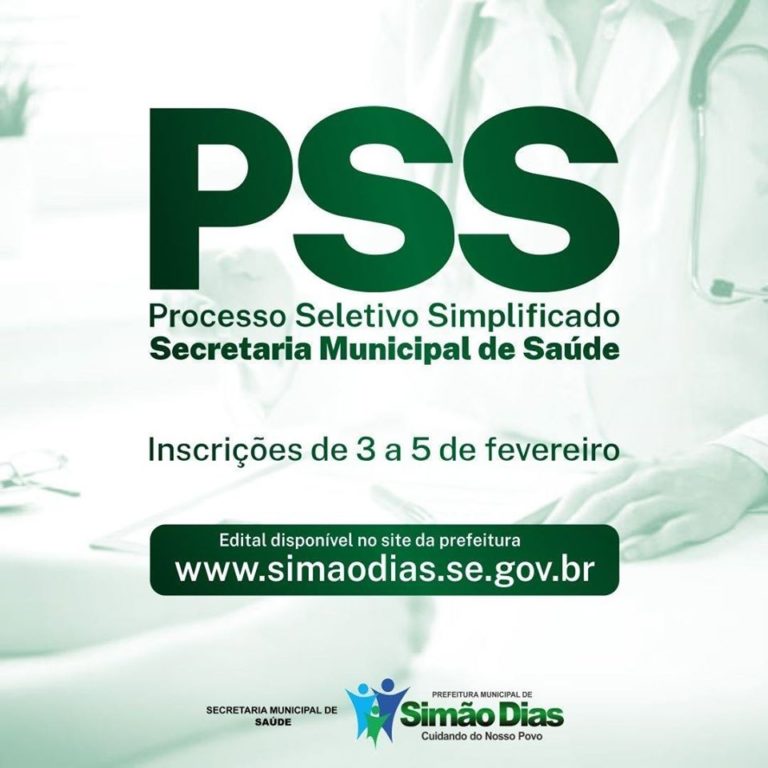 Inscrições para PSS da Saúde começam nesta segunda em Simão Dias