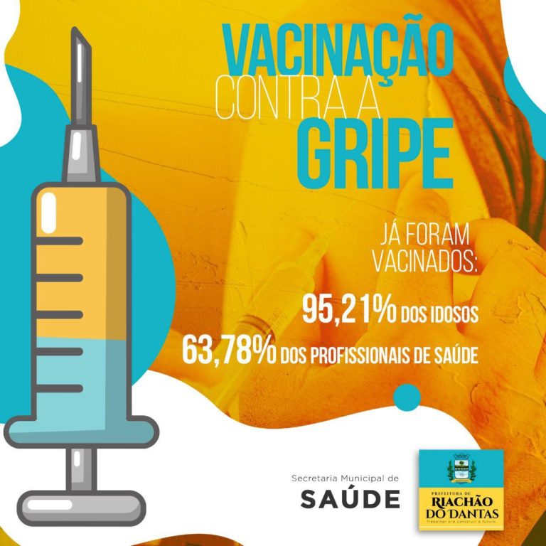 Prefeitura de Riachão imuniza 95,21% dos idosos e 63,78% dos profissionais de saúde contra gripe
