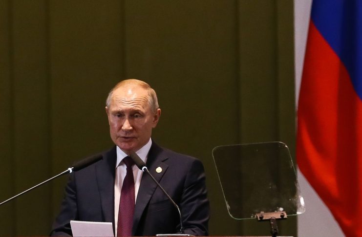 O presidente da Russia, Vladimir Putin, durante Diálogo dos Líderes com o Conselho Empresarial do BRICS
