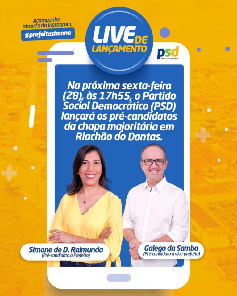 PSD de Riachão do Dantas lançará a pré-candidatura de Simone e Galego à reeleição