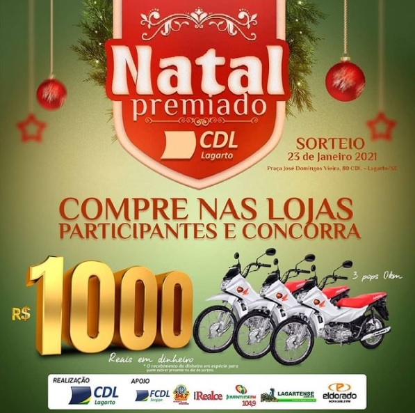 Natal Premiado CDL sorteará três motos e R$ 1.000,00