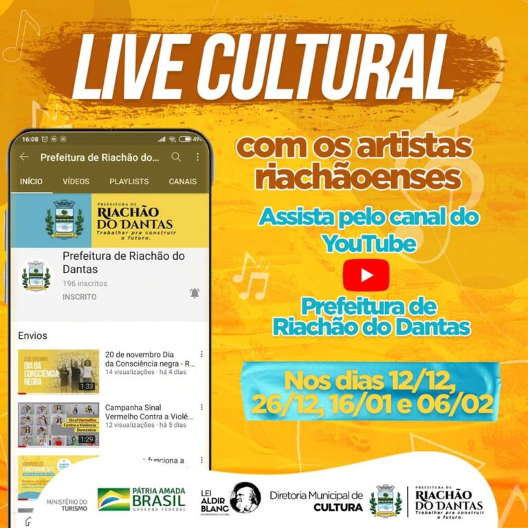 Prefeitura de Riachão do Dantas promoverá shows artísticos pelo Youtube
