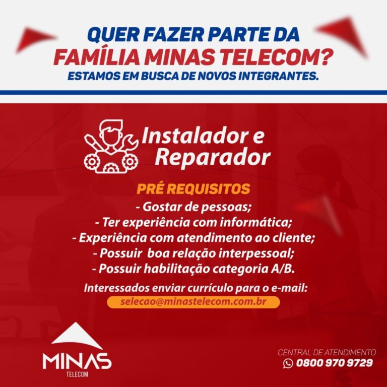 Minas Telecom abre vagas em Lagarto, Simão Dias, Itaporanga e Socorro