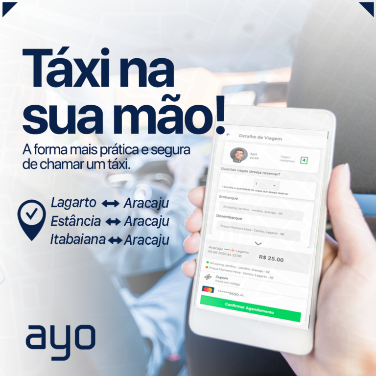 Baixe o aplicativo AYO e tenha um táxi na sua mão!