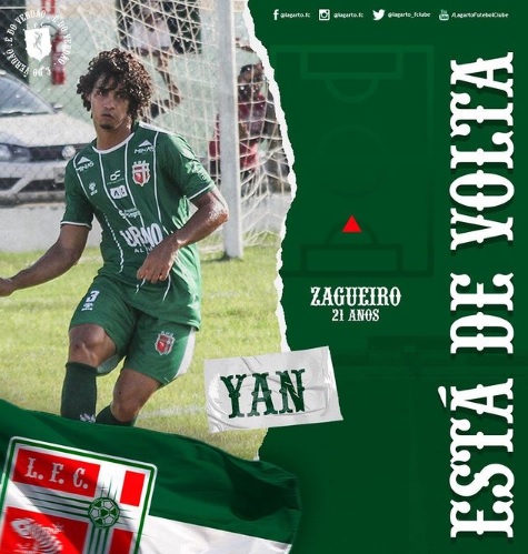 Da temporada 2020, Lagarto mantém o zagueiro Yan em 2021