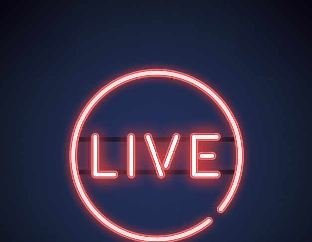 Red live neon sign vector