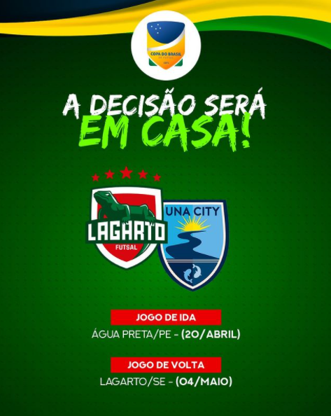 Lagarto Futsal já tem adversário para estreia na Copa do Brasil