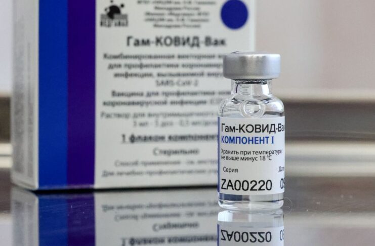 MOSCOW, RUSSIA - DECEMBER 28, 2020: A dose of the Gam-COVID-Vak (Sputnik V) vaccine is on display during vaccination against COVID-19 at Branch No 8 of Moscow's outpatient clinic No 121. Vladimir Gerdo/TASS.No use Russia.