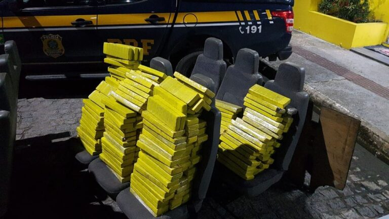 Cerca de 195 quilos de maconha são apreendidos dentro de micro-ônibus