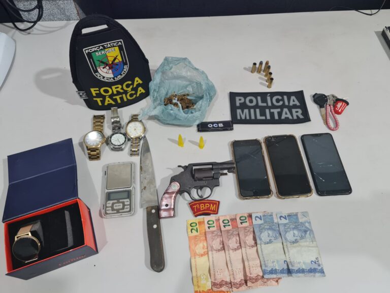 Lagarto: 7ºBPM prende dupla por tráfico e porte ilegal de arma