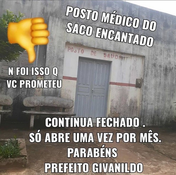 Em Salgado, posto médico funciona apenas duas vezes por mês