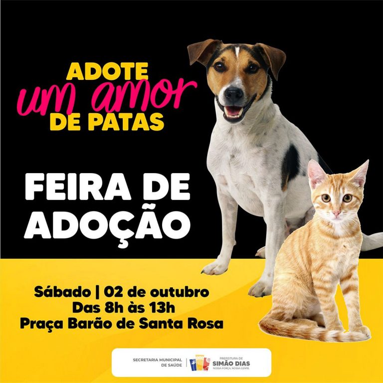 Simão Dias realizará Feira de Adoção de cães e gatos neste sábado, 2