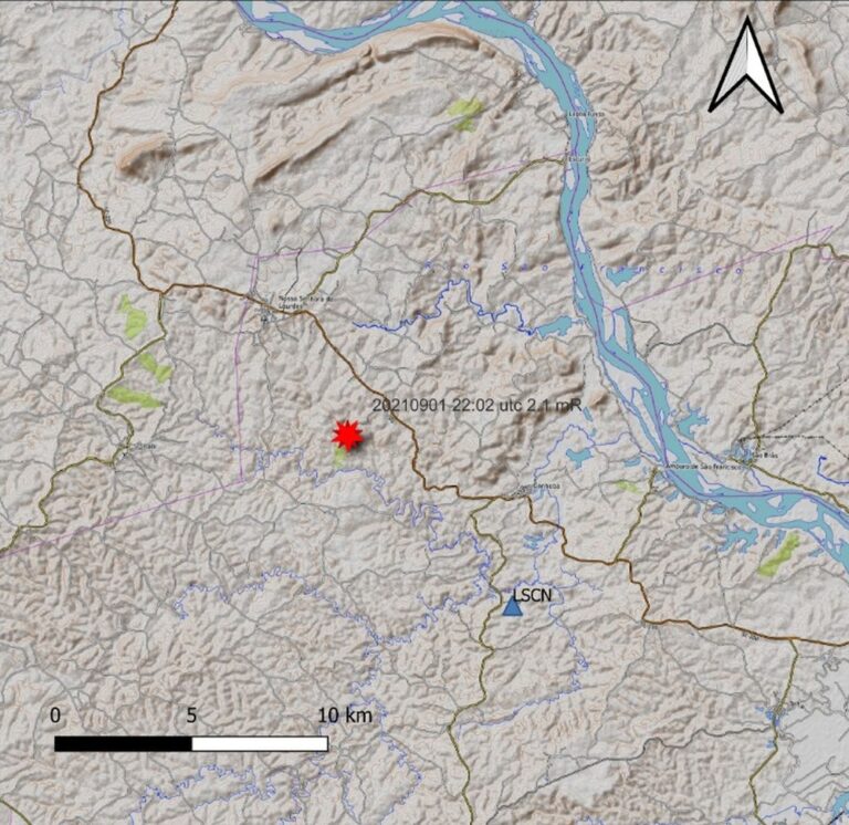 Tremor de terra de magnitude 2.1 é registrado em Canhoba