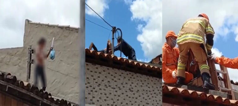 Mulher é resgatada em telhado após surto psicótico em Lagarto